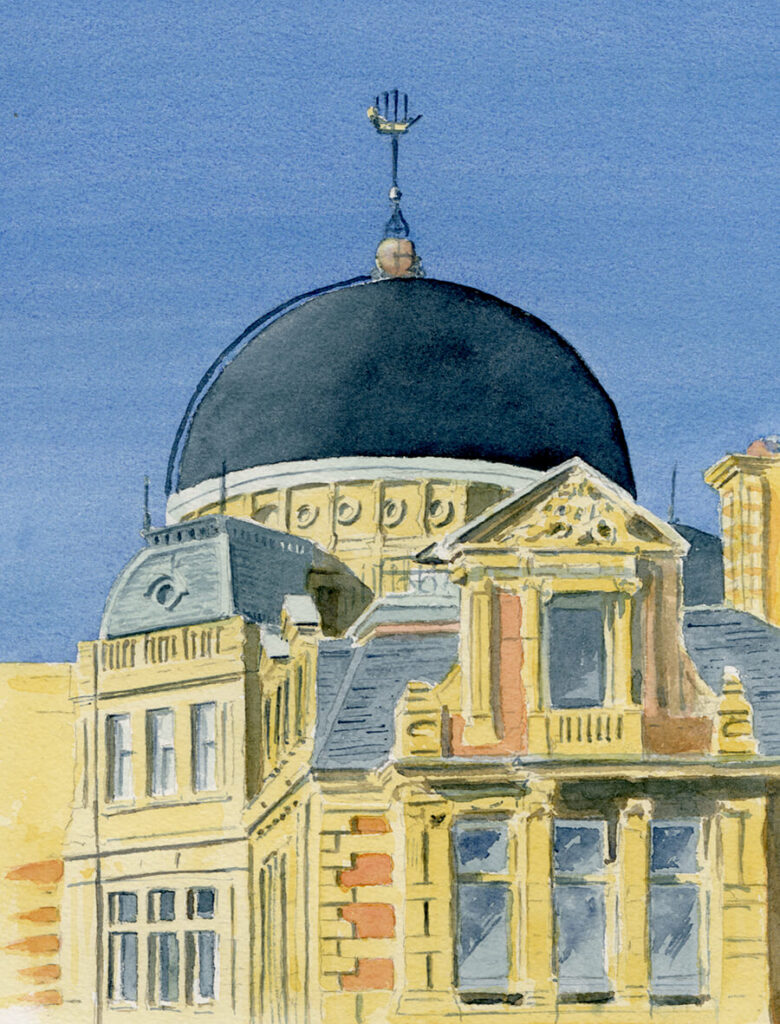 Watercolour painting of the Old Royal Observatory, Greenwich, by Nick Muir